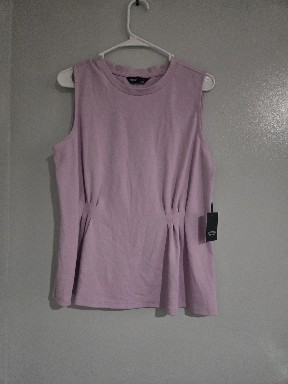 Simply Vera Vera Wang Lavender Sleeveless Pleated Waist Tank